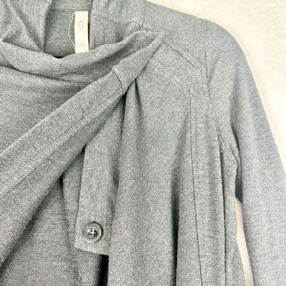 Lululemon Coast Wrap Sweater Cardigan Size 2 Modal Heathered Mod Black - Picture 3 of 8